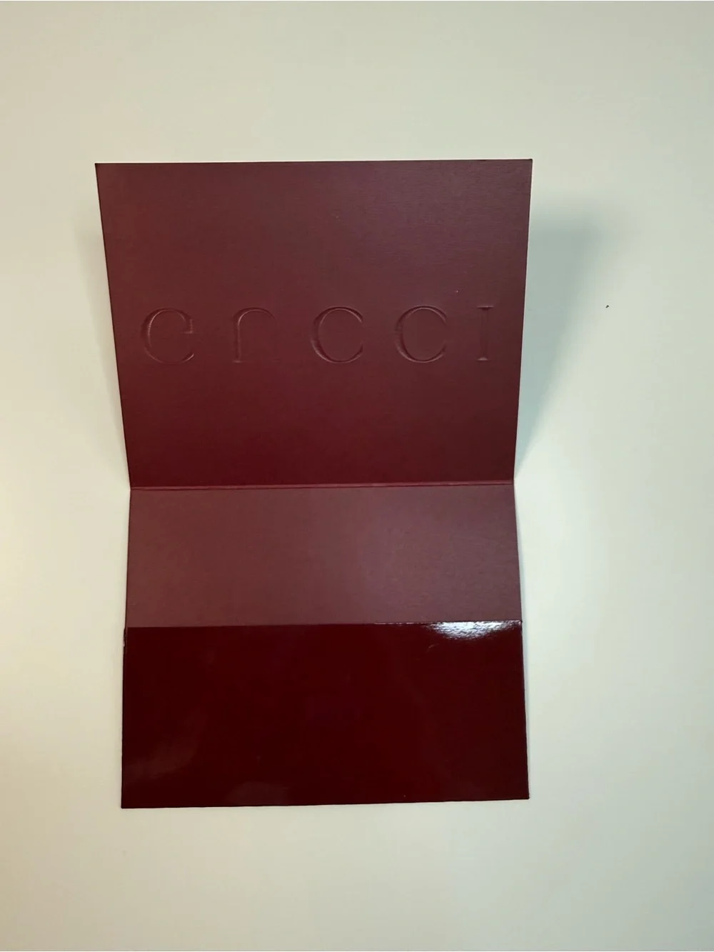 Gucci Large Burgundy Glossy Shopping Bag + Matching Card Envelope Packaging